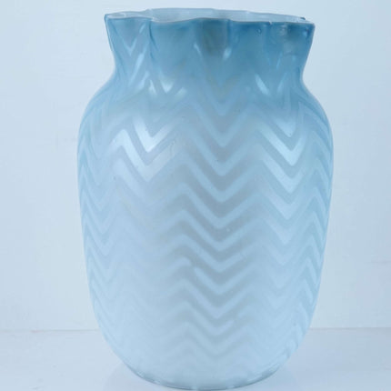 c1890 Mother of Pearl Glass Vase blue with Zigzag pattern