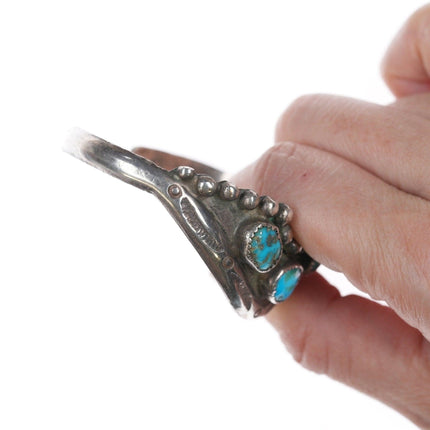 6.5" Vintage Native American silver and turquoise cuff bracelet