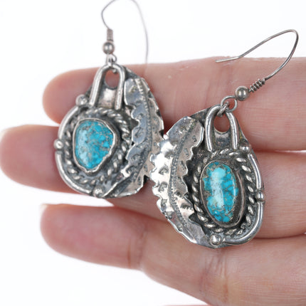 2pr Vintage Native American silver and turquoise earrings