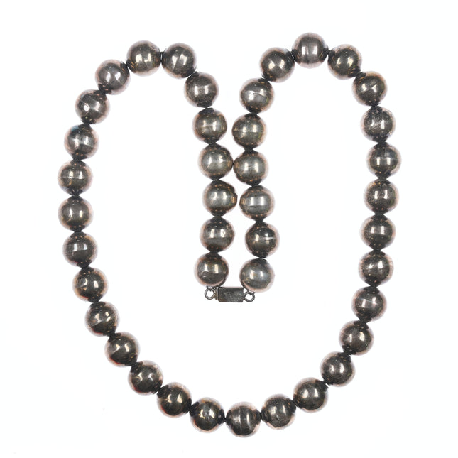 14mm 24" Sterling beaded necklace, Mexico