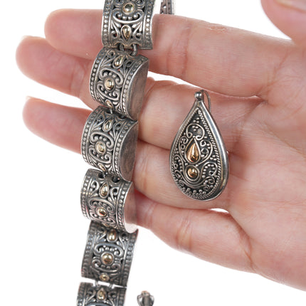 Suarti/Samuel Benham 18k/Sterling Balinese bracelet and earrings set