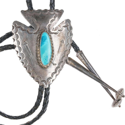 c1950's C-31 Navajo silver and turquoise arrowhead bolo tie