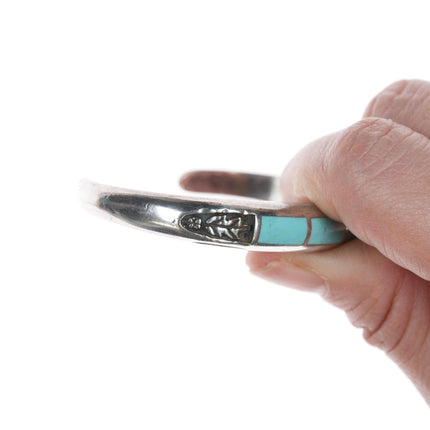 6.25" Vintage Zuni silver and turquoise channel inlay bracelet