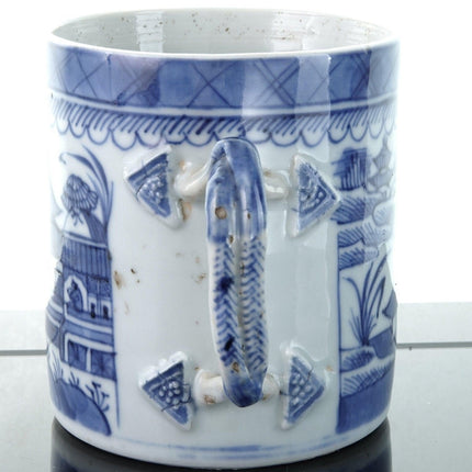 c1820 Chinese Blue Underglaze Canton Porcelain Mug