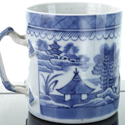 c1820 Chinese Blue Underglaze Canton Porcelain Mug