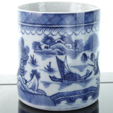 c1820 Chinese Blue Underglaze Canton Porcelain Mug