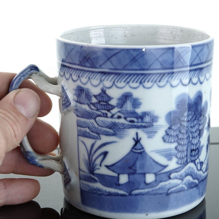 c1820 Chinese Blue Underglaze Canton Porcelain Mug