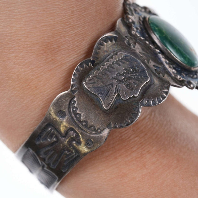 Fred Harvey Ära Indianer Sterling/Türkis Manschettenarmband