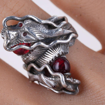 sz6.75 Antique Chinese Silver Dragon ring