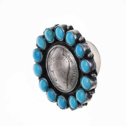 Betty Tom Navajo Sterling/turquoise buffalo nickel ring