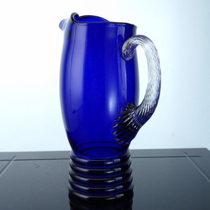 Art Deco 1930's Cobalt Blue Cocktail/Juice Pitcher and Tumbler set