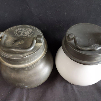 Antique French pewter Sustenteur Medical Apothecary Jars for Sterilization