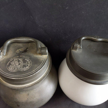 Antique French pewter Sustenteur Medical Apothecary Jars for Sterilization