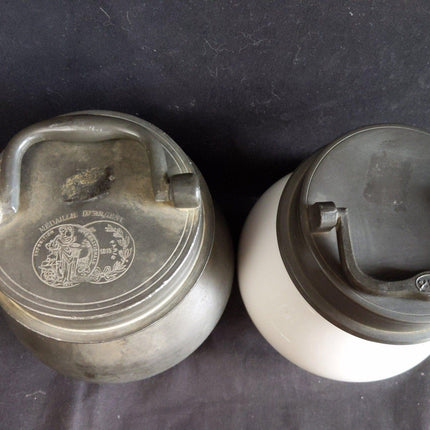 Antique French pewter Sustenteur Medical Apothecary Jars for Sterilization