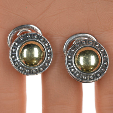 Lagos Caviar 18k gold and sterling French clip earrings