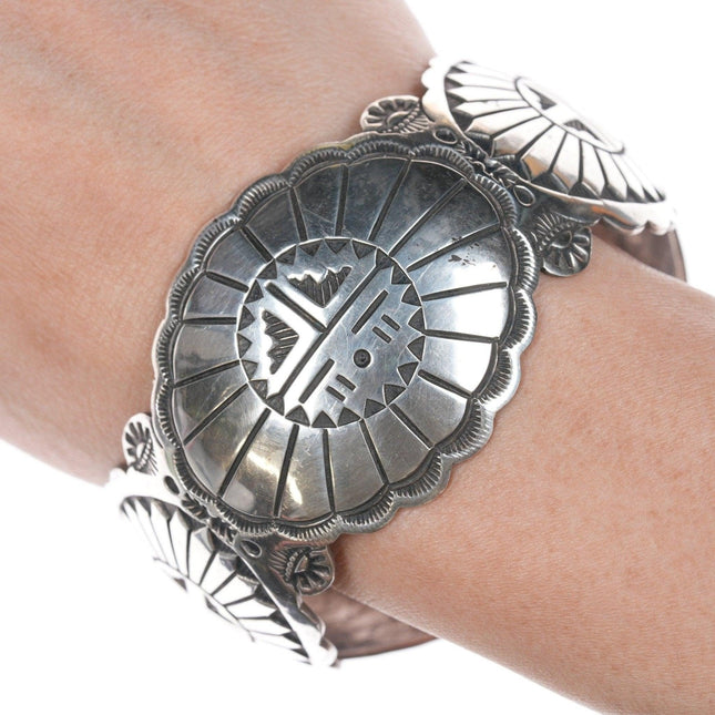 7.5" Ken and Mary Bill Navajo Stamped sterling bracelet