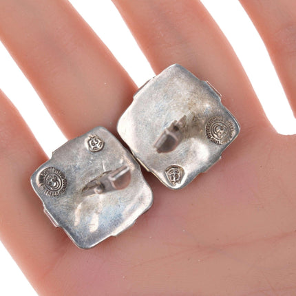 William Spratling(1900-1967) Taxco Modernist sterling brown cufflinks