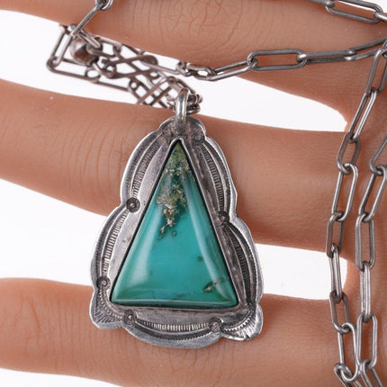 30's-40's Navajo silver and turquoise pendant/necklace