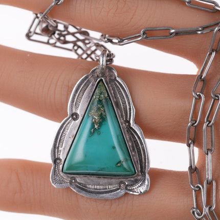 30's-40's Navajo silver and turquoise pendant/necklace