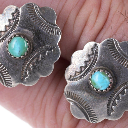 30's-40's Navajo Stamped sterling/turquoise cufflinks