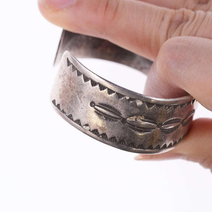 复古 6.75 英寸纳瓦霍重型印花银手链