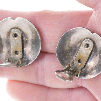 Hopi-Clip-Ohrringe aus den 1940er Jahren in Silber/Türkis