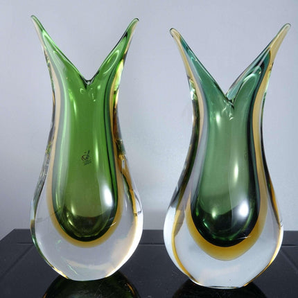 Formia Sommerso Murano Vases Pair