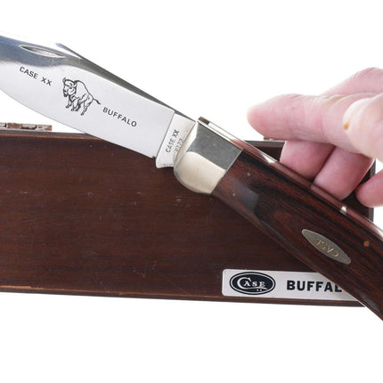 Large 1970's Case Buffalo knife in wood presentation box