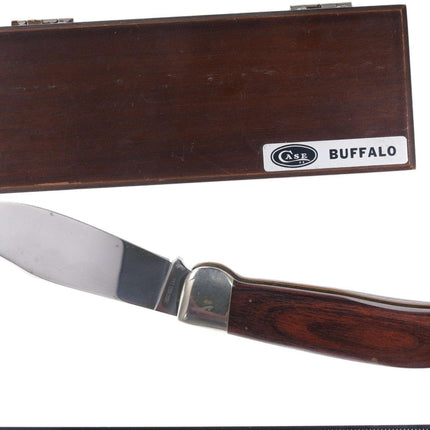 Large 1970's Case Buffalo knife in wood presentation box