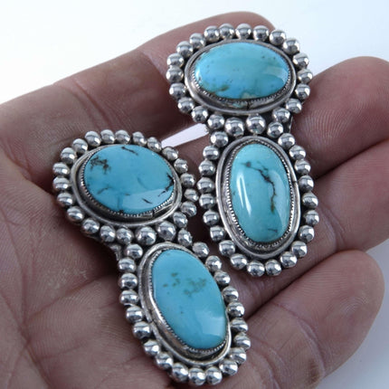 c1940's Navajo Sterling and Turquoise collar Tips