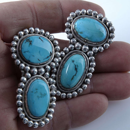 c1940's Navajo Sterling and Turquoise collar Tips