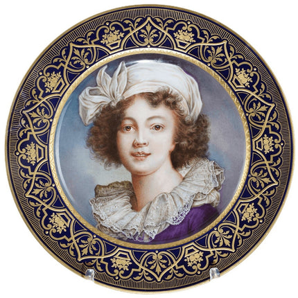 c1890 Antique Pirkenhammer hand painted porcelain cabinet plate depicting Elisab