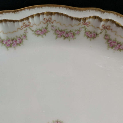 Haviland Schleiger 842 Platter Roses Bows Double Gold 16.75" x 11.25"