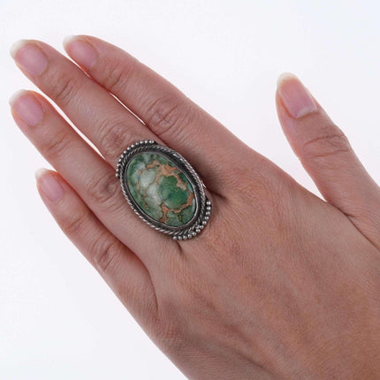 sz7.5 大号 1940 年纳瓦霍纯银和绿松石戒指