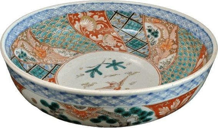 11 3/8" um 1870 japanische Imari-Schale aus der Meiji-Zeit, 3,5" tief