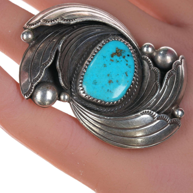 Sz6 Grande anello Loren Thomas Begay Navajo in argento sterling e turchese