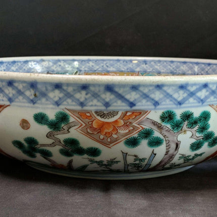 11 3/8" um 1870 japanische Imari-Schale aus der Meiji-Zeit, 3,5" tief