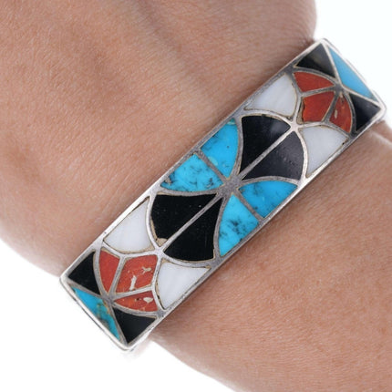 Vintage Zuni Channel Inlay gegossenes Sterling-Armband