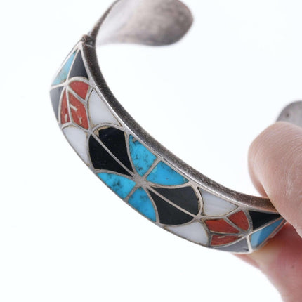 Vintage Zuni Channel Inlay gegossenes Sterling-Armband