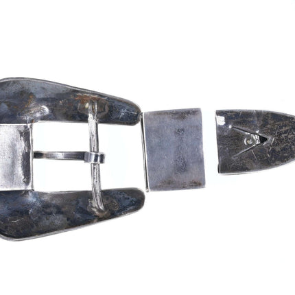 c1950 年代纳瓦霍印花纯银皮带扣和固定器
