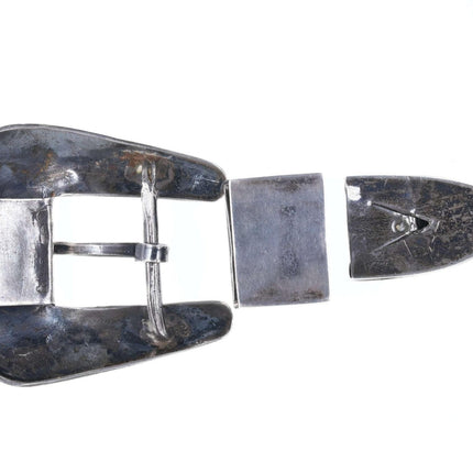 Gürtelschnalle und Halter aus Sterlingsilber mit Navajo-Prägung um 1950