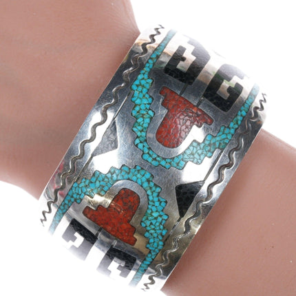 6 5/8" Vintage Southwestern Chip inlay cuff bracelet