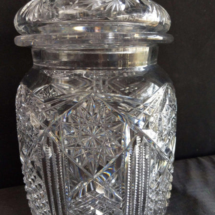 Libbey American Brilliant Period Cut Glass Cigar Jar Humidor 8.25" x 5.5"