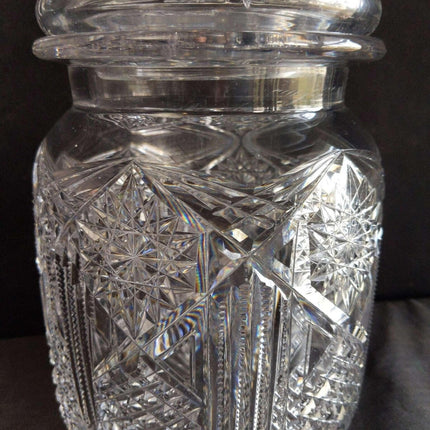 Libbey American Brilliant Period Cut Glass Cigar Jar Humidor 8.25" x 5.5"