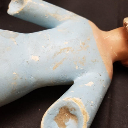 古董桑托斯耶稣娃娃木雕彩色玻璃眼睛 18-19 世纪