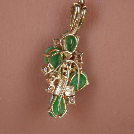 Vintage 14k gold Jadeite and Diamond pendant