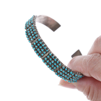6 3/8" Pete and Vivian Haloo Zuni Fine snake eye turquoise sterling bracelet