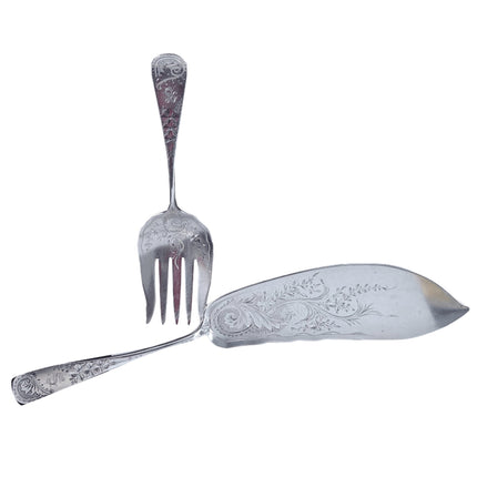 Um 1880 amerikanisches Fisch-Servierset aus Sterlingsilber von R Harris &amp; Co Washington DC