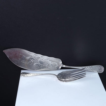 c1880 American Sterling Silver Fish Serving set by R Harris & Co Washington DC