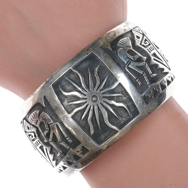 Bracciale in sterling stile vintage sovrapposto da 6,75 pollici